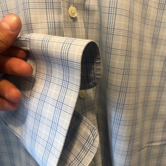 Brooks Brothers white button down with blue-stripe - Picture 3 of 4